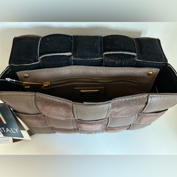 VIOLA CASTELLANI Fango brown Suede Cassette Crossbody Made In Italy - Picture 3 of 7